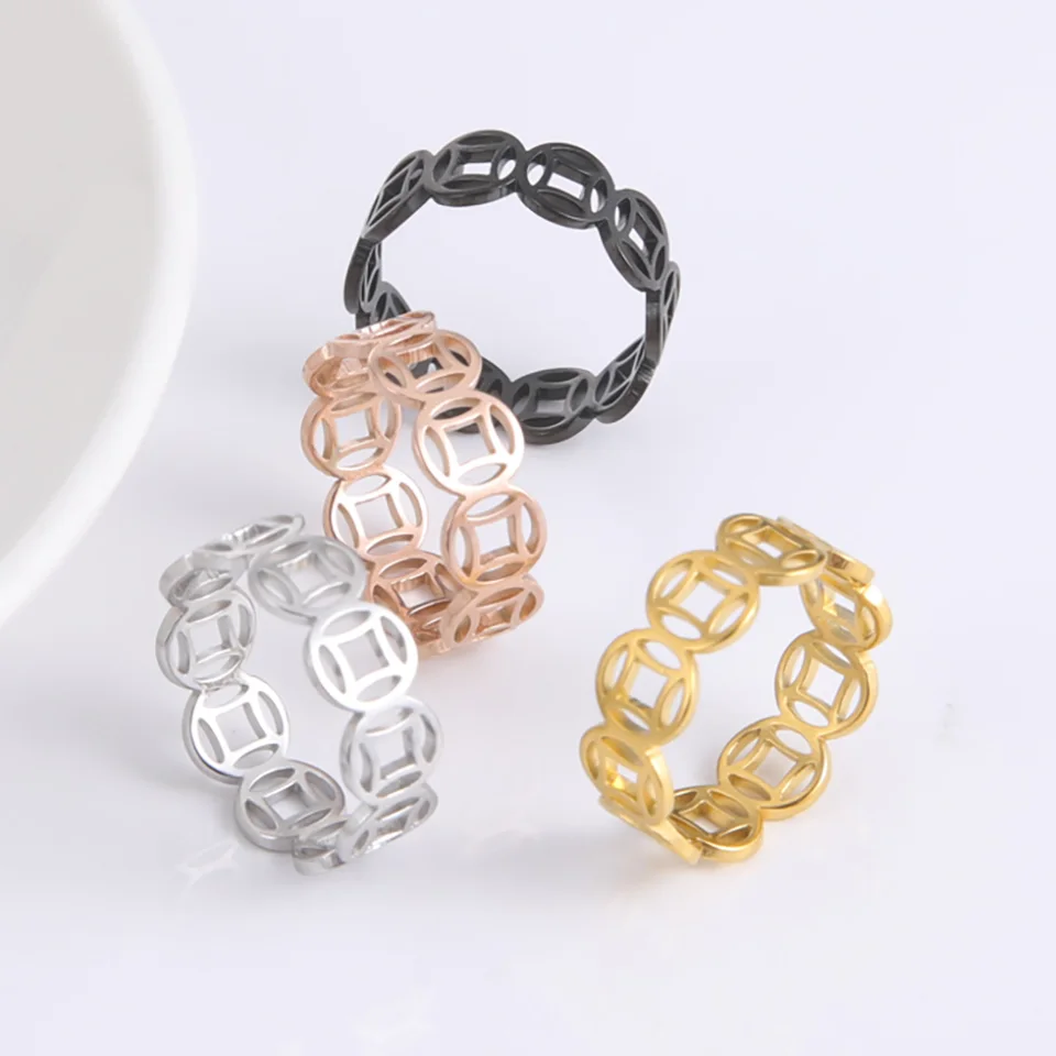 Skyrim Fashion Lucky Coin Rings for Women Men Men z nehrdzavejúcej ocele Svadobná strana Pár prsteň šperky darček pre milenca lacný veľkoobchod