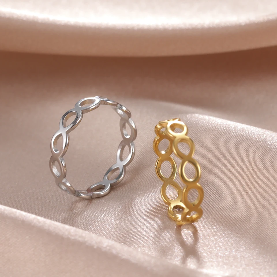 Skyrim Gold Color Hollow Infinity Rings pre ženy z nehrdzavejúcej ocele Minimalistické geometrické prstene Pár šperkov Veľkoobchod