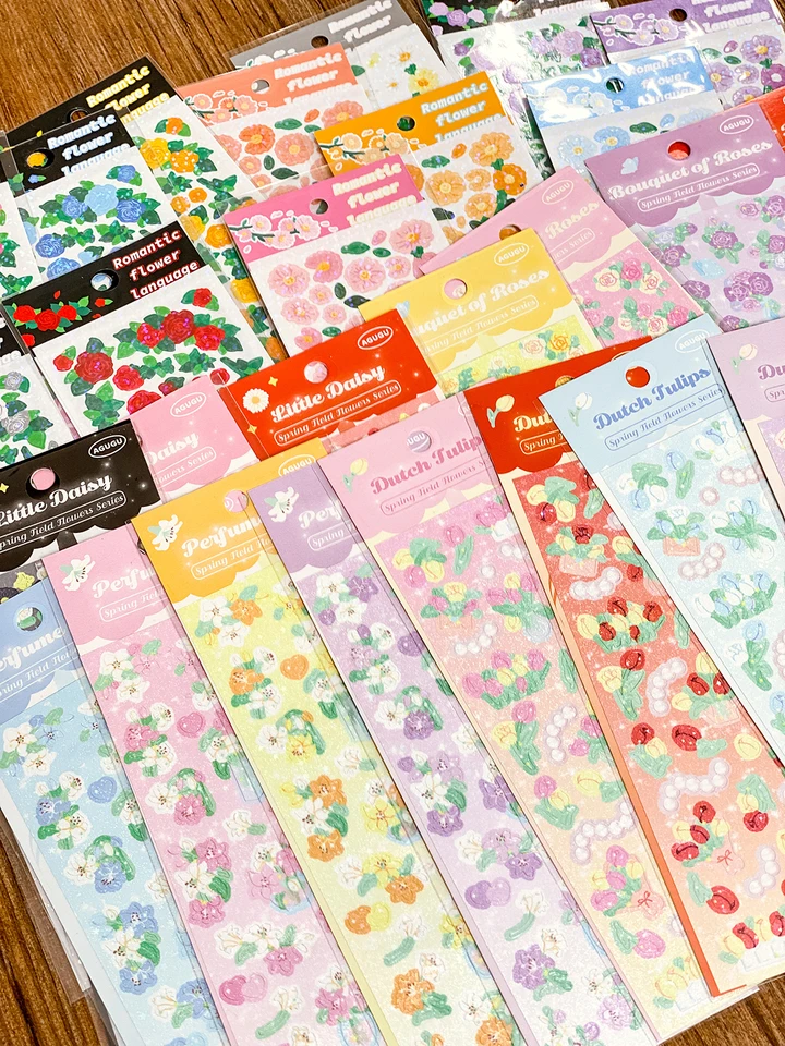 SKYSONIC BOBO 4PCS Full Set KPOP STRACETIS SPRÁVY KVETOVÉ KORIKÁRNE KORICKÉ STRÁNKY Rose/Daisy/Tulips Dodávatelia kancelárskych potrieb