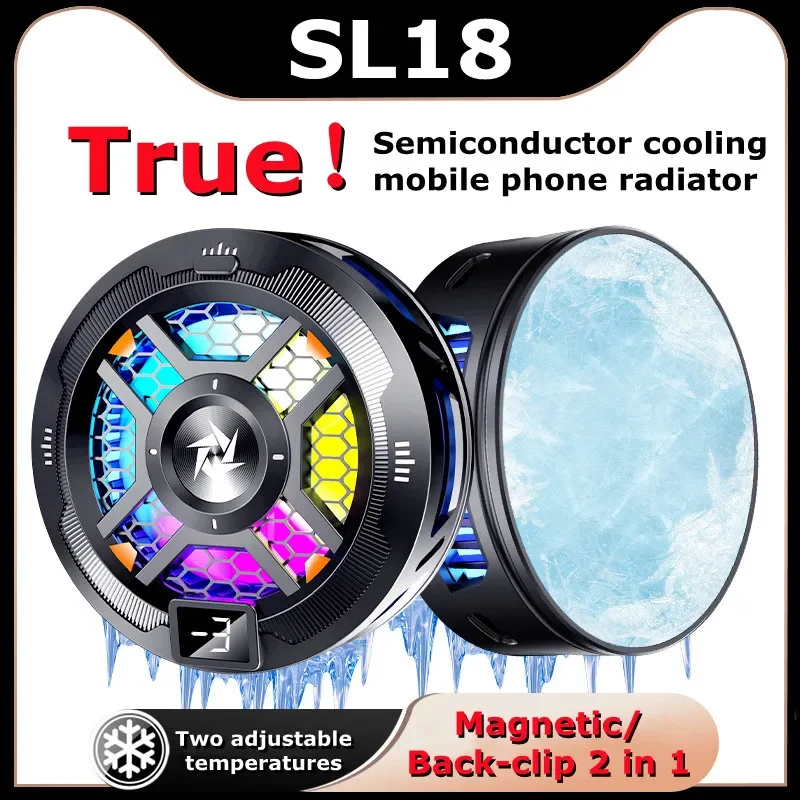 SL18 Mobilný telefón Magnetický zadný klip 2 v 1 Semiconductor chladenie chladiaceho chladiča pre chladič hier pre iPhone Android PubG