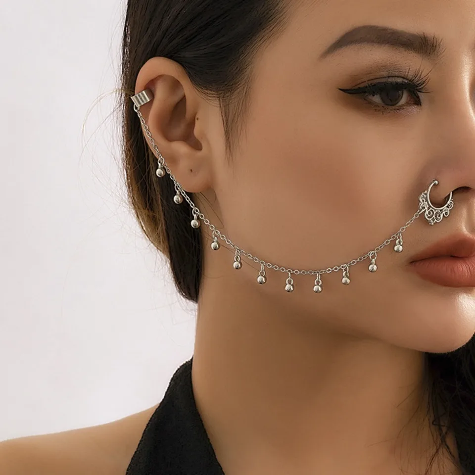 Sladko cool punk štýlu piercing šperky, imitácia perla motýľa na náušnice z nosa nosa