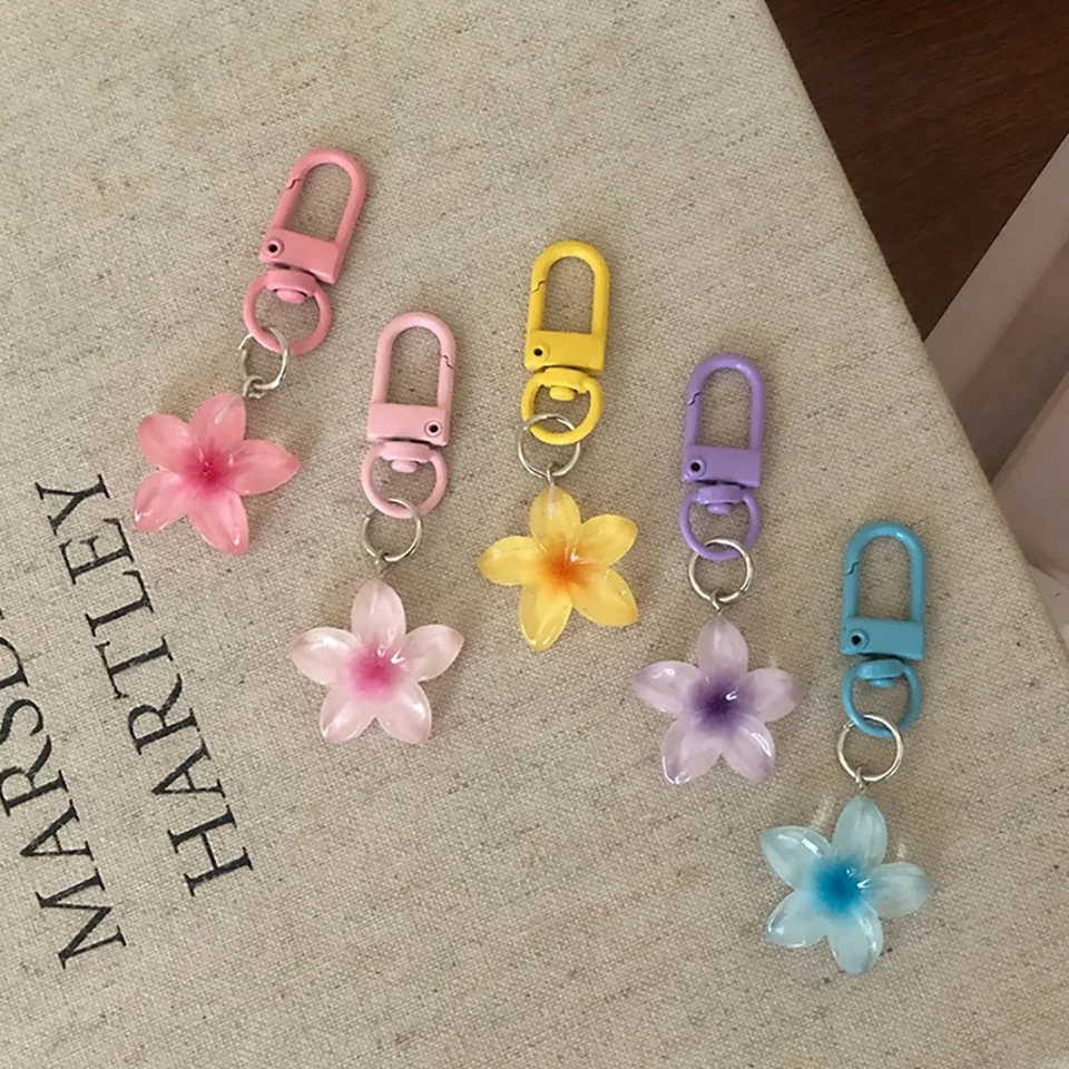 Sladká farebná želé kvetinová retiazka Color DIY kvetina roztomilé kľúče prívesok Študent dievčatá živice vrecko na kľúče keyring šperky