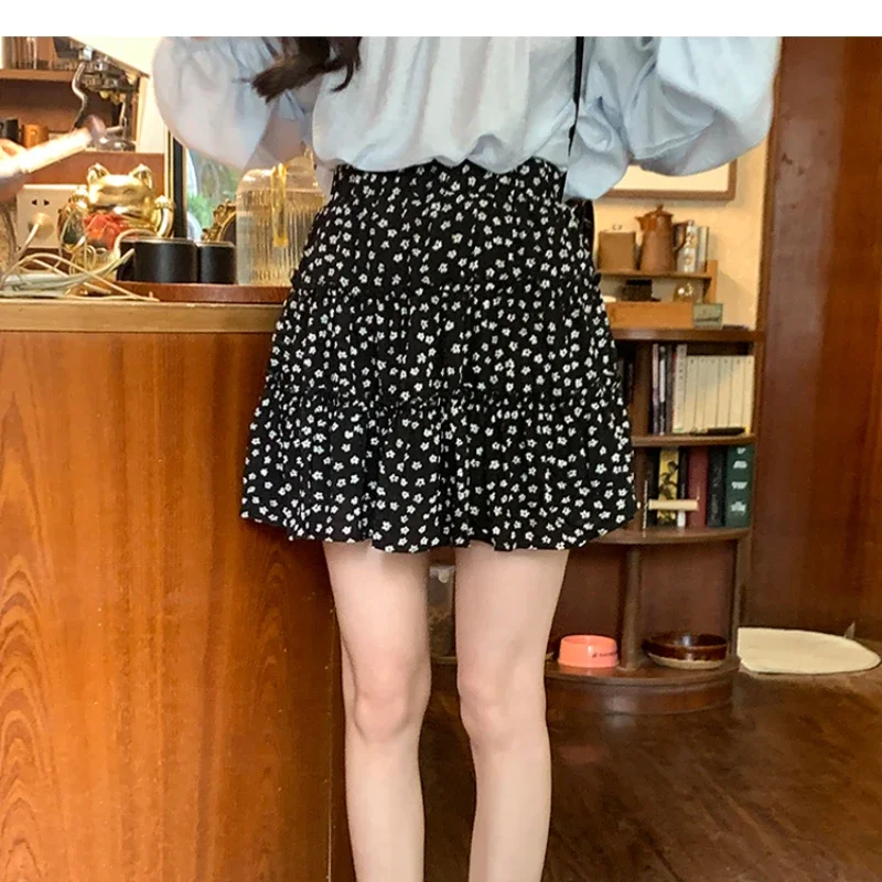 Sladká kvetinová tlačová sukňa Dámska preppy