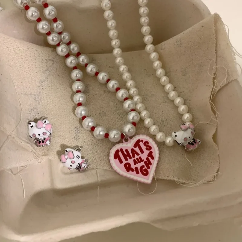 Sladké anime kawaii ahoj mačiatko miniso ins módne ručne vyrábané perly náhrdelník graffiti roztomilé karikatúry Darčeky pre dievčatá