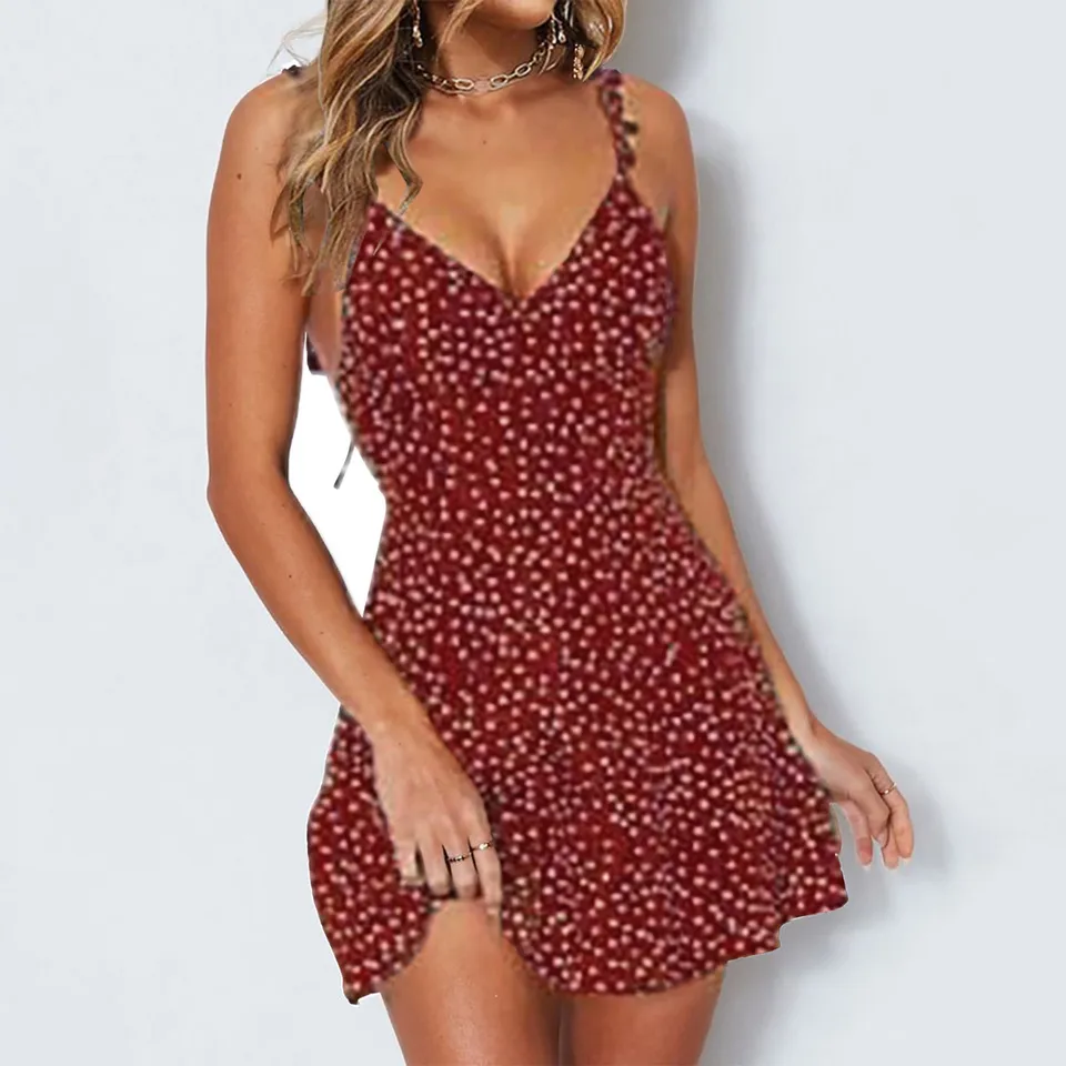 Sladké elegantné krátke šaty s virhanom pre lady pre lady elegantné Sling Sexy mini šaty vytlačte ohláňací sexy Sexy A-line šaty