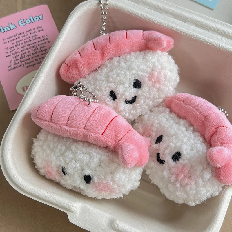 Sladké krevety Sushi plyšová bábika Soft Soft Doll Doll Keychain Car Držiteľ batohu prívesok školská taška dekorácie pár darčeky