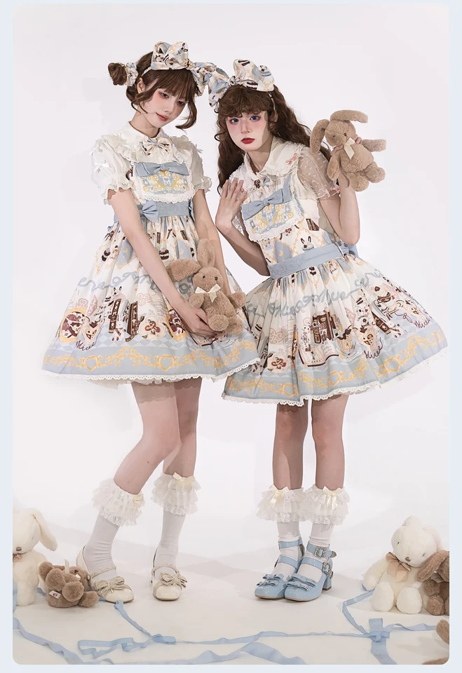 Sladké lolita tlačené šaty princezná Ženy roztomilé luk na párty šaty Dievčatá dievčenské harajuku kawaii y2k Mini Vestidos letné podväzky