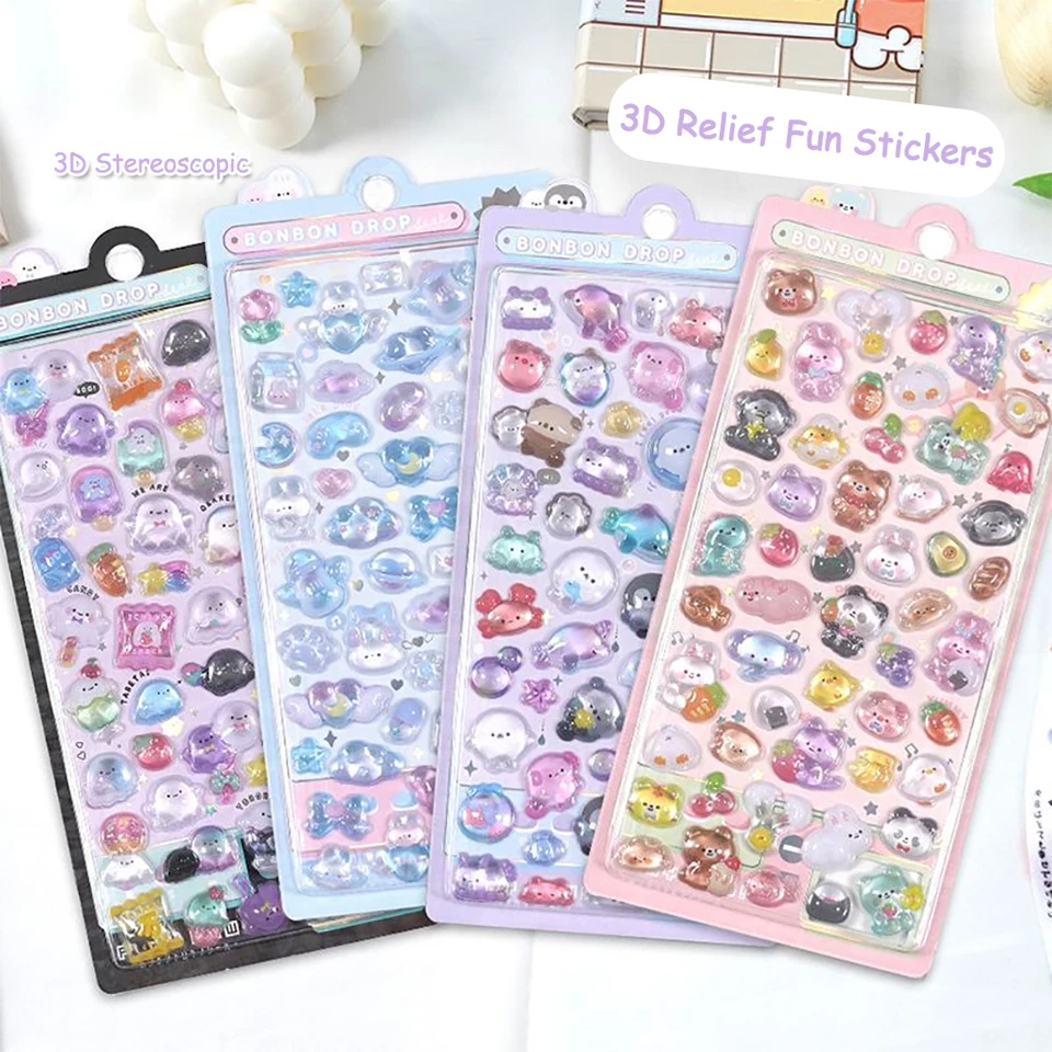 Sladké zviera želé scrapbook Journal Sticker Študent 3D stereo roztomilé mačka šteňa bunny nálepka DIY dekor kpop fotokard nálepka