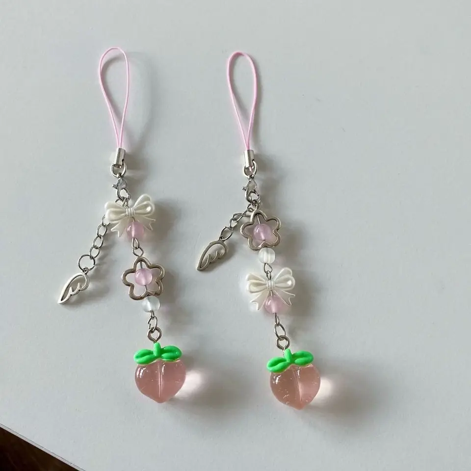 Sladký Y2K Strawberry Phone Lanyard Transparentné korálkové ovocie reťaze