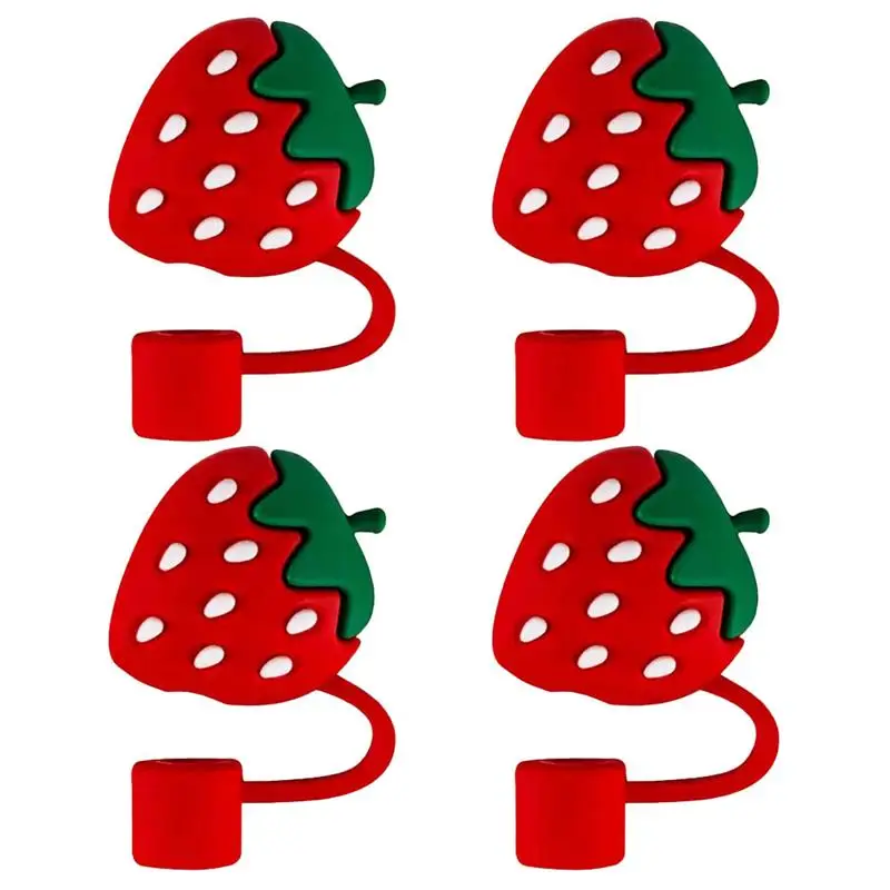 Slamená kryty čiapky Tips Tips Silikónový kryt koncová slawberry Tip Protector Protector Pitie zátky Topper Opätovne použiteľné dekoratívne prach