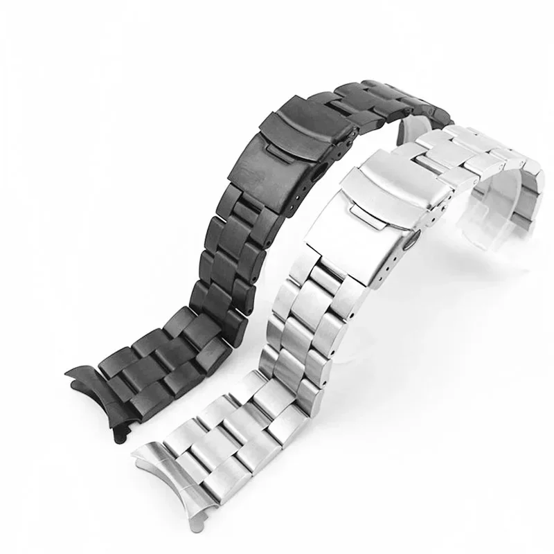 Sledujte Bnad pre Seiko Casio Solid Steel Band Watch Band Black Brushed Frosted Watch Band 20 mm 22 mm pre Casio Armani Tissot