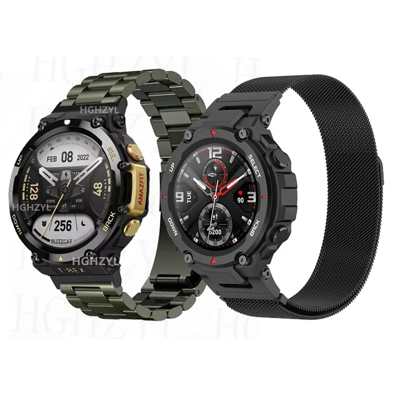 Sledujte kapelu pre AmazFit T Rex 2 Pro Smart Watch Strap Strap Metal Cominless Ocel Náramok pre Huami AmazFit T Rex Wrist Band Band