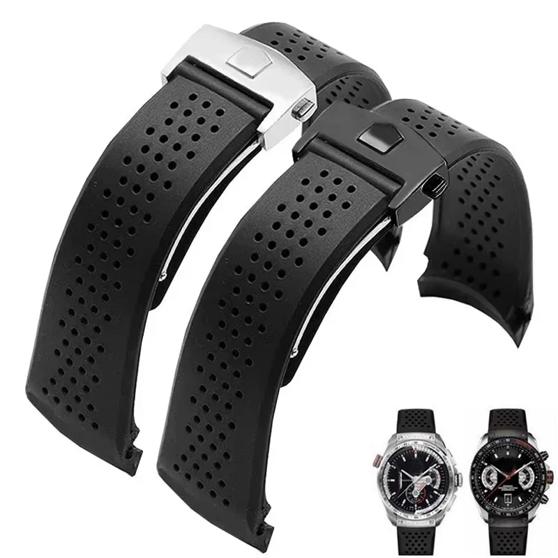 Sledujte náramok pre značku Heuer Grand Carrera Aquaracer Soft Silikone WristBand 22 mm 24mm Men Men Watc Strap Gumber Watch Band Reťaz