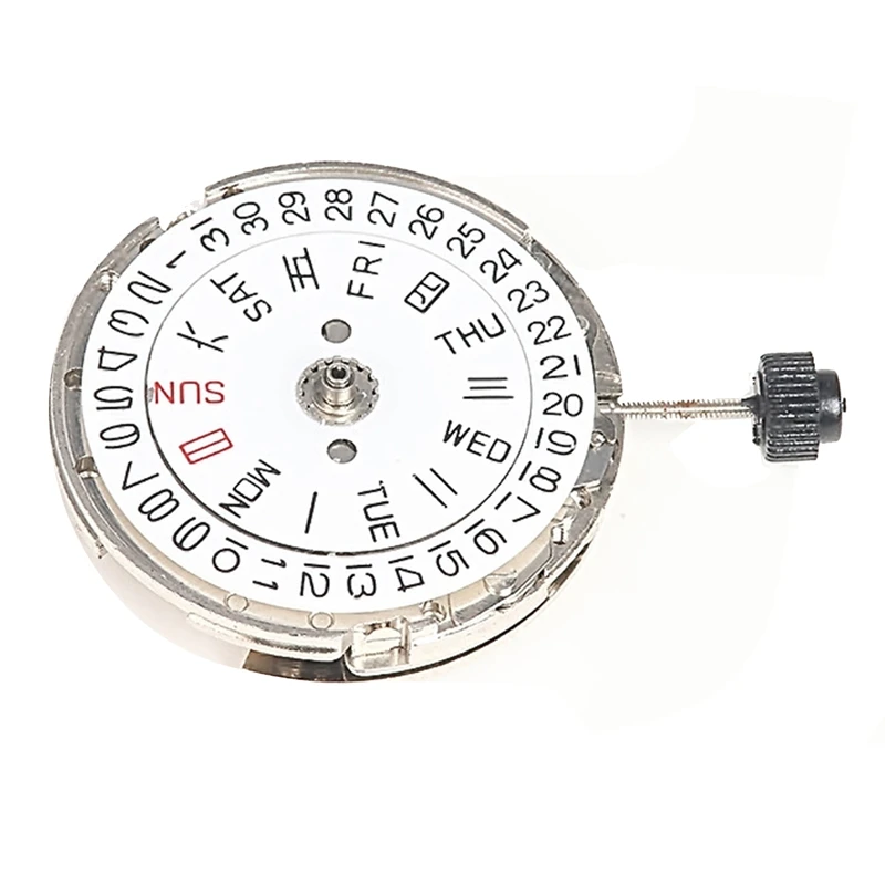 Sledujte pohyb dvojitého kalendára Koruna pri 3 mechanickom pohybe pre opravné časti pohybu Miyota 8205 (striebro)