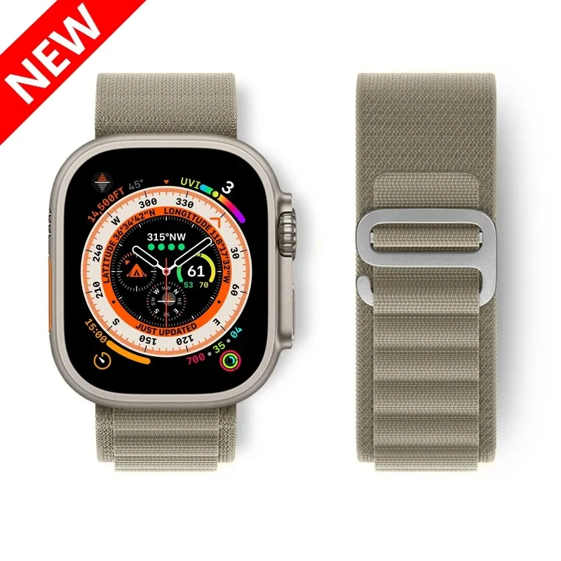 Sledujte popruh pre Apple Watch Ultra 2 pásmo 49 mm 45 mm 44 mm 41 mm 41 mm 38 Nylonový alpský remienok Náramok IWATCH Series 6 7 8 9 SE 44 mm