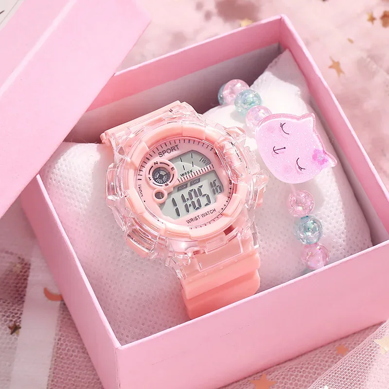 Sledujte študentskú študentskú večierok žien Junior High School Glacier White Girl Instagram High Beauty Sports Electronic Watch