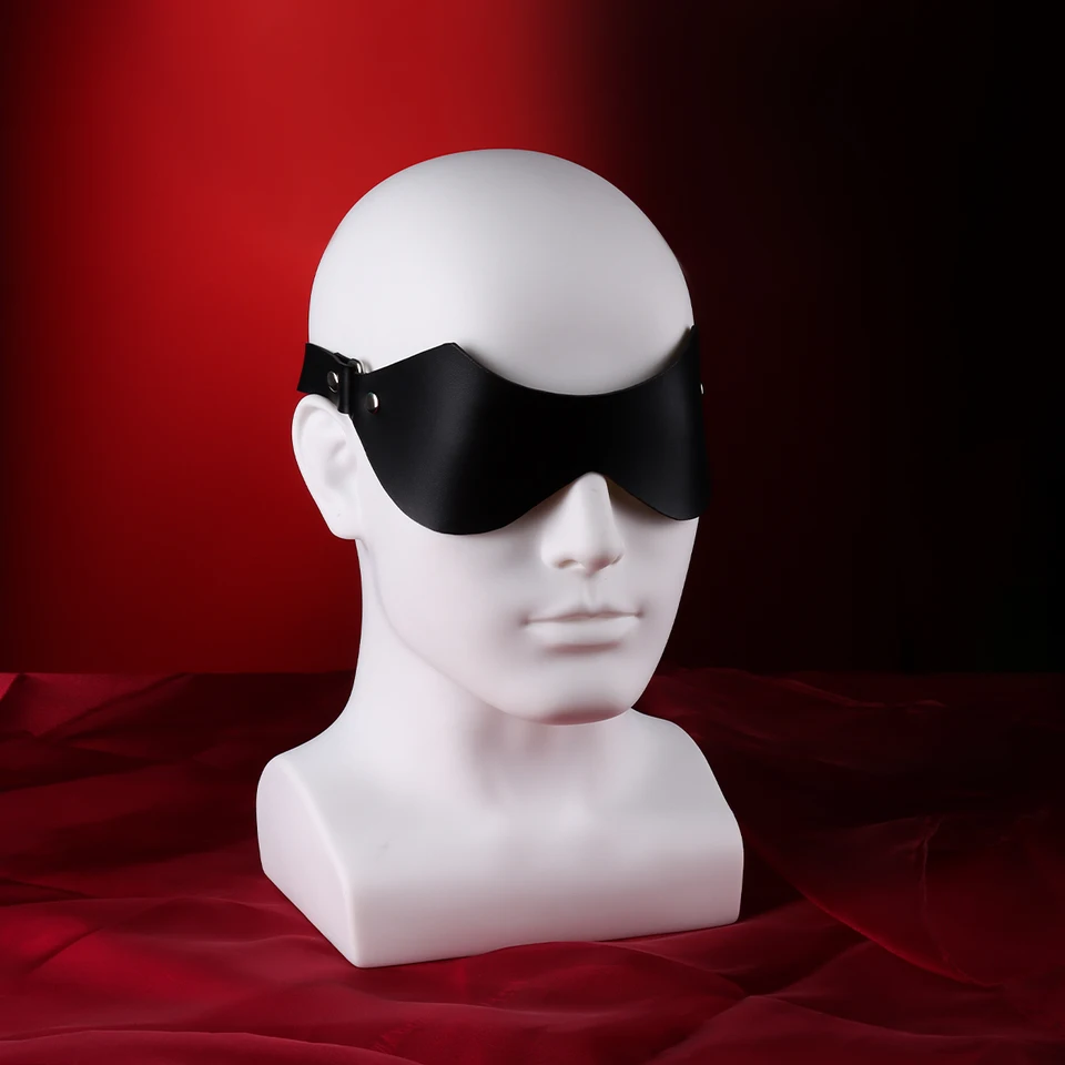 Slee Eye Mask Sex Flirting Mask Čierna PU koža nastaviteľná tesnosť pre pohodlný spánok