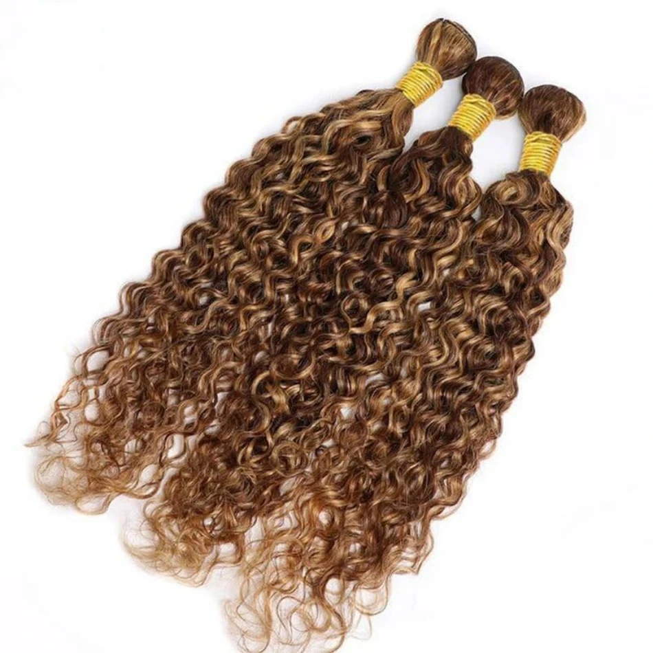 Slečna Rola Brazílska hlboká vlna ľudské vlasové zväzky 1/3/4 zväzky 27# Blonde 99J Bug Ombre Remy Remy Hair Extensions Double Styls