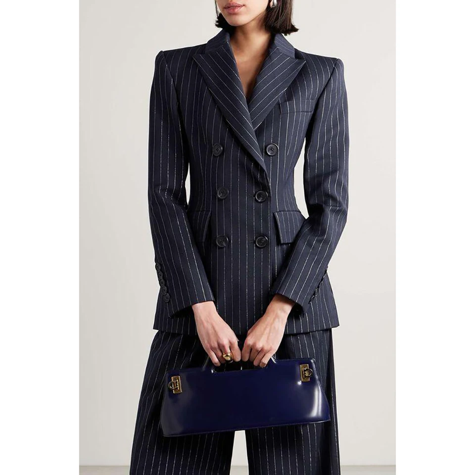 Slim Chic Double Breasted Women Pants Set High-end Female Dva kusy (bunda+nohavice) أطقم بناطيل