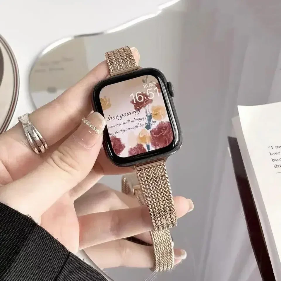 Slim Milanese Strap For Apple Watch Band 45/41 mm 44/40 mm 42/38 mm magnetický náramok Buckle pre IWATCH Series 9876543SE ULTRA 49MM