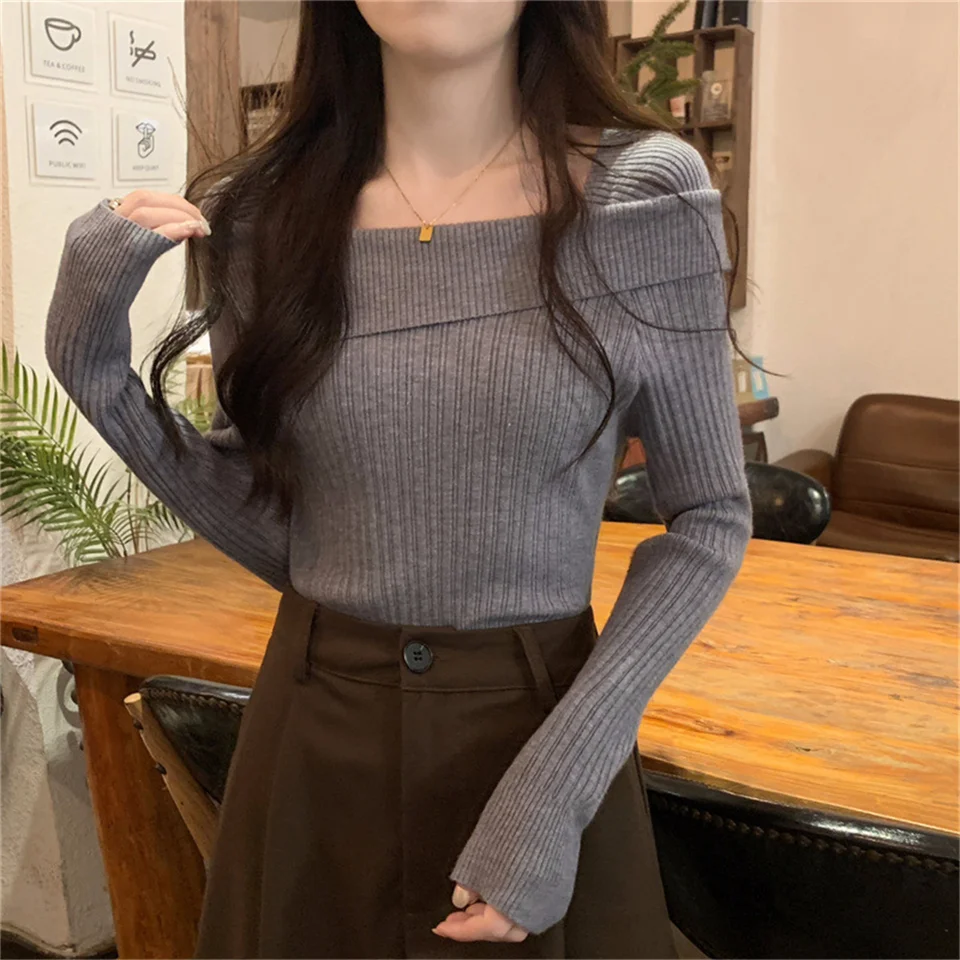 Slim Off Pletel Sweater Women Dámske jar jesenné Pullover Tops s dlhým rukávom Elegantné ženské ženské jumper Office Office Lady Casual Streetwear