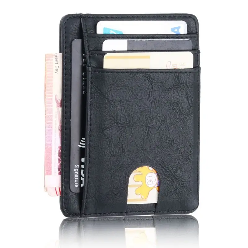 Slim RFID blokujúca kožená peňaženka kreditný preukaz ID karty Držiteľ peňaženky peňažné puzdro pre mužov Ženy módna taška N15 19 Dropship