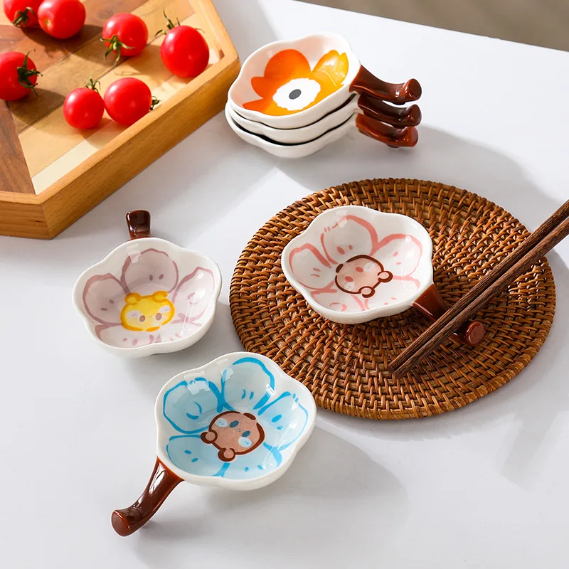 Slivkový kvet keramické korenie ponorné misky Cherry Blossom Plate omáčka porcelánová omáčka tanier tanier pre korenie