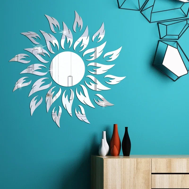Slnečnica Nálepka na stenu akrylové zrkadlo Self Adhesive Reflex Nálepky nástenná tapeta pre televíziu