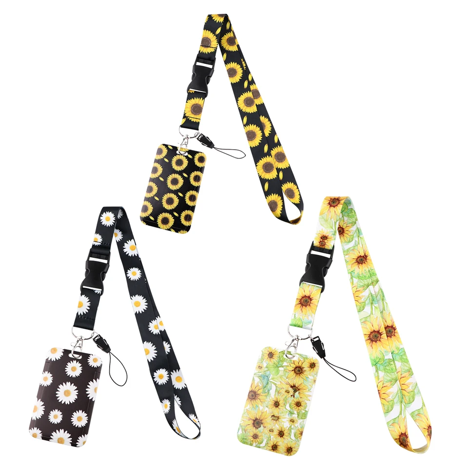 Slnečnicové šnúrky pre remienok na kľúče pre odznak karty Badge Gym Little Daisy Lanyard Keycord DIY Závesné lano Phone príslušenstvo