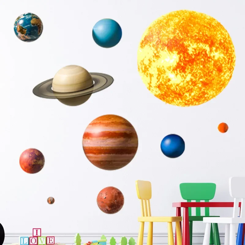 Slnečná sústava planéta 3D nástenná nálepka pre deti