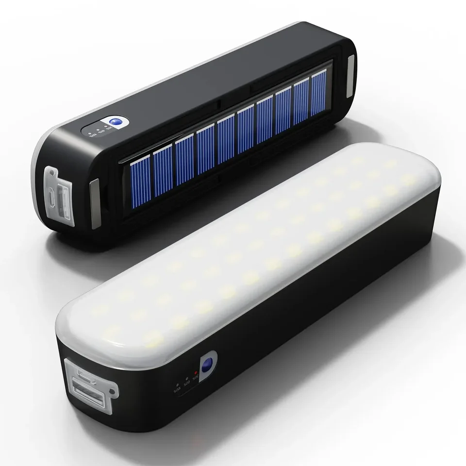 Slnečné nabíjateľné LED kempingové lampy, energetická banka 4800 mAh, 3 svetelné režimy, magnetický stan a pracovná lampa pre garáž a vonkajšie použitie