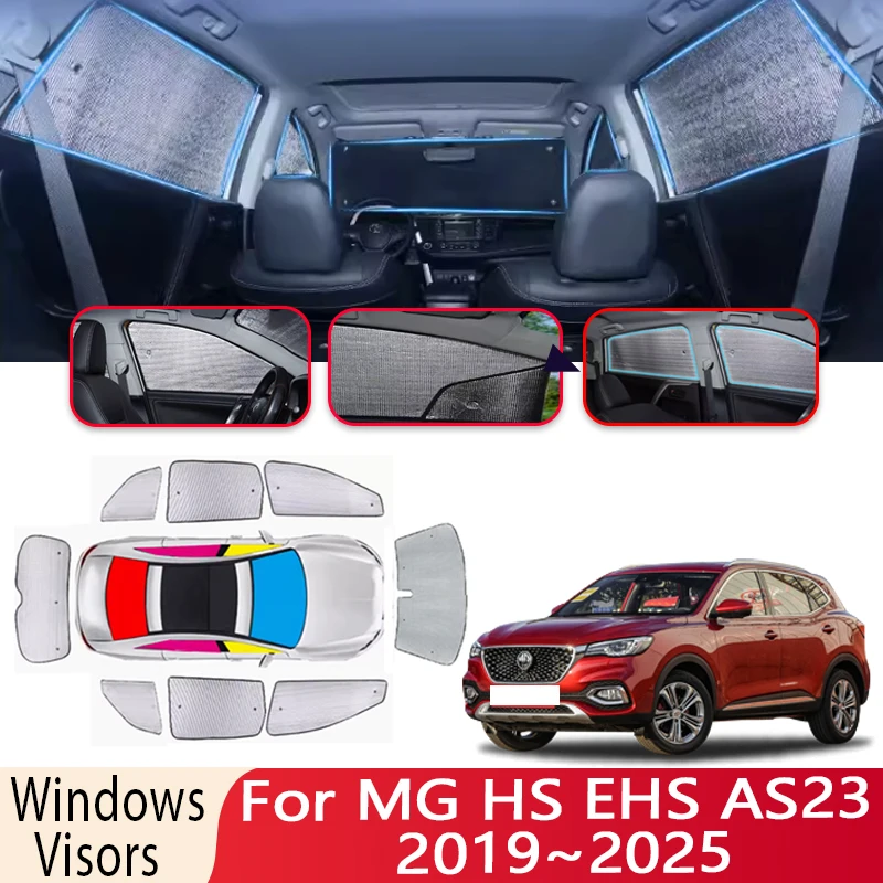 Slnečný tieň automobilu pre Mg HS EHS AS23 2019 ~ 2025 2022 Činné sklo automobilu Sunshade Tepelná izolácia automatické ochranu pred slnkom Visorové príslušenstvo