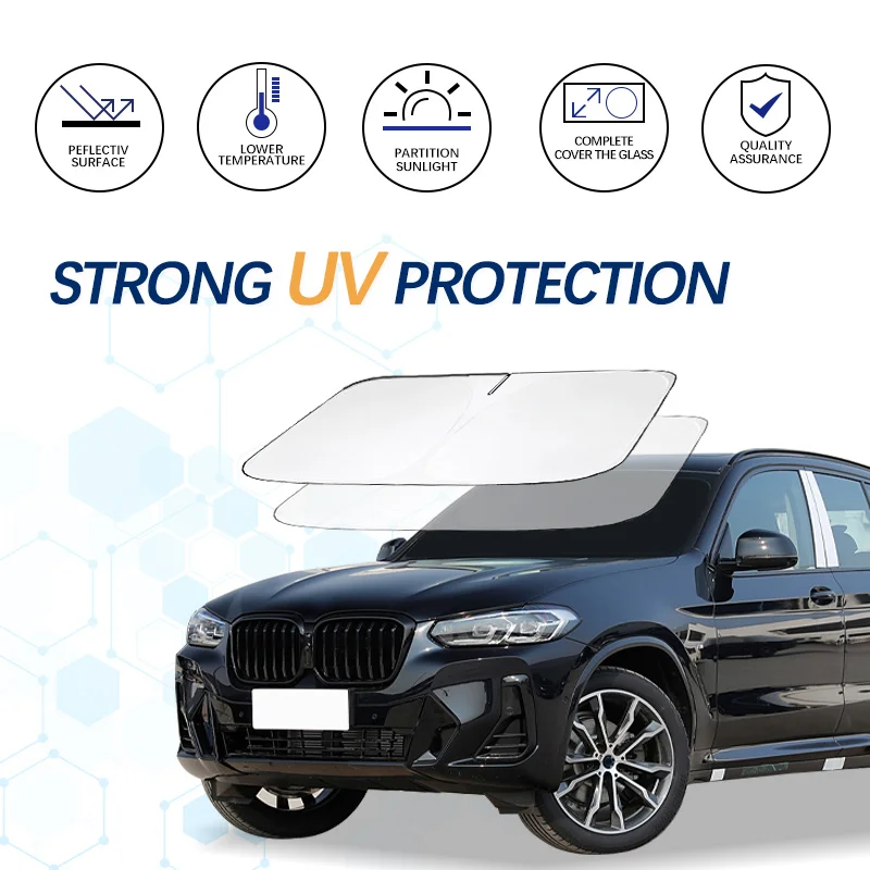 Slnečný tieň čelného skla pre BMW X3 E83 F25 G01 G08 Sunshade Sun Sun Visor Protector Flow Blocks UV Lúče udržiavajte chladič auta chladič