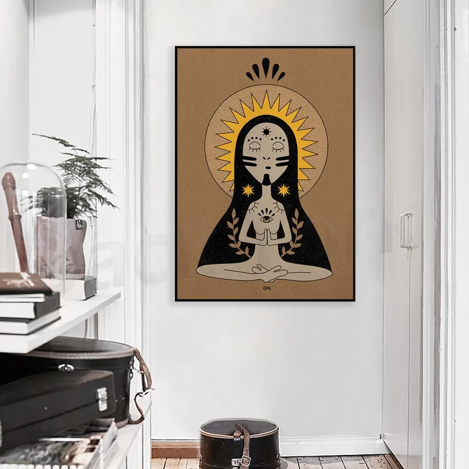 Slnka bohyňa boho nebeská stena umenie tlač čarodejnícke dekorácie pod hviezdami