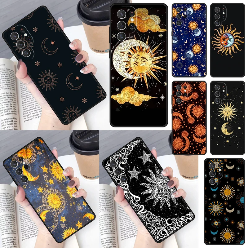 Slnko a kryt tváre Moon pre Samsung Galaxy S23 Ultra S22 S20 S21 Fe S8 S9 S10 plus poznámka 10 20 puzdro na ultrafónny telefón