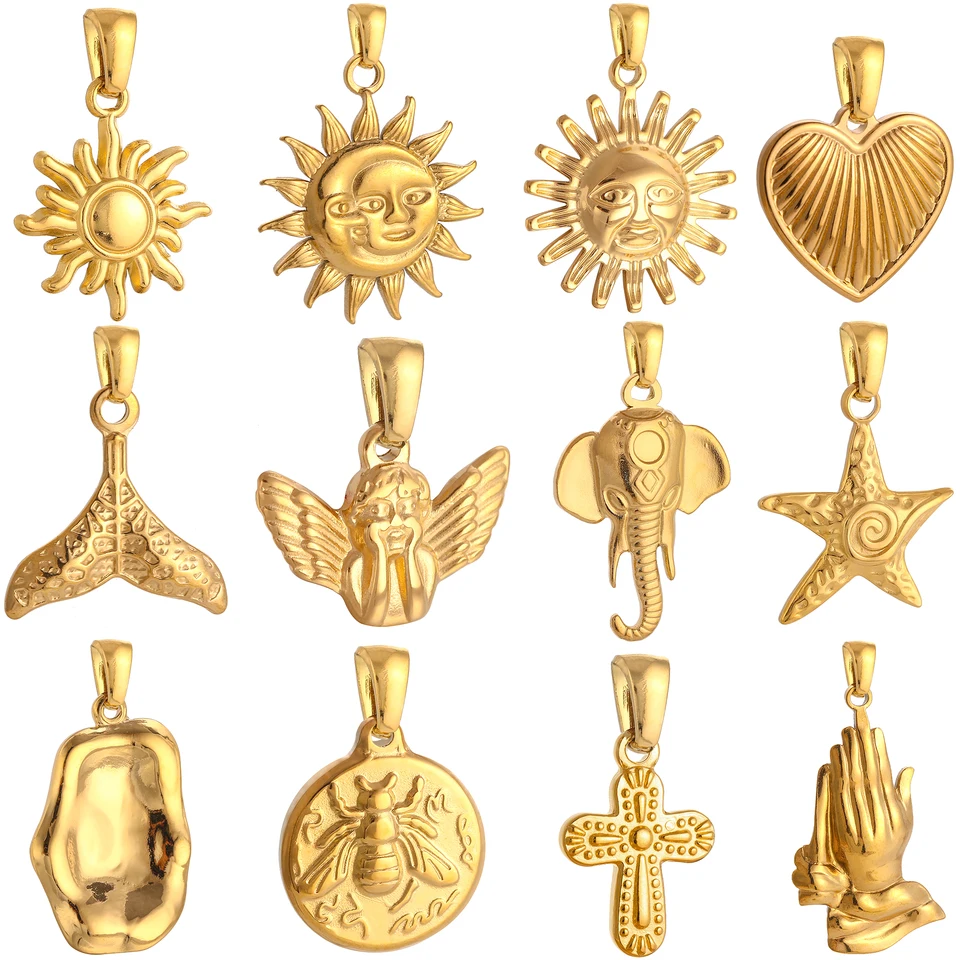 Slnko/srdce/kríž/veľryba rýb Tail/Starfish Charms pre šperky výroby z nehrdzavejúcej ocele Zvieracie prívesky