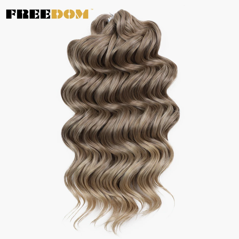 Sloboda syntetické hlboké zvlnené zvraty háčkované vlasy 16 palcov kučeravé háčkované vrkočky Vlasy Vysokoteplotné vlákno Fiber Braiding predlžovanie vlasov