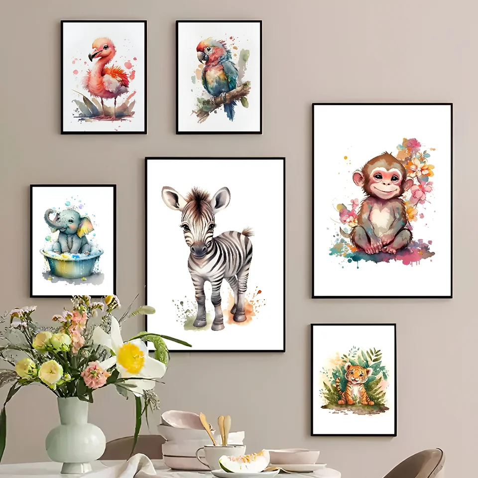 Slon lev žiraf Tiger Zebra Classic Anime Plaght vodotesný papier papier kaviareň kaviareň bar