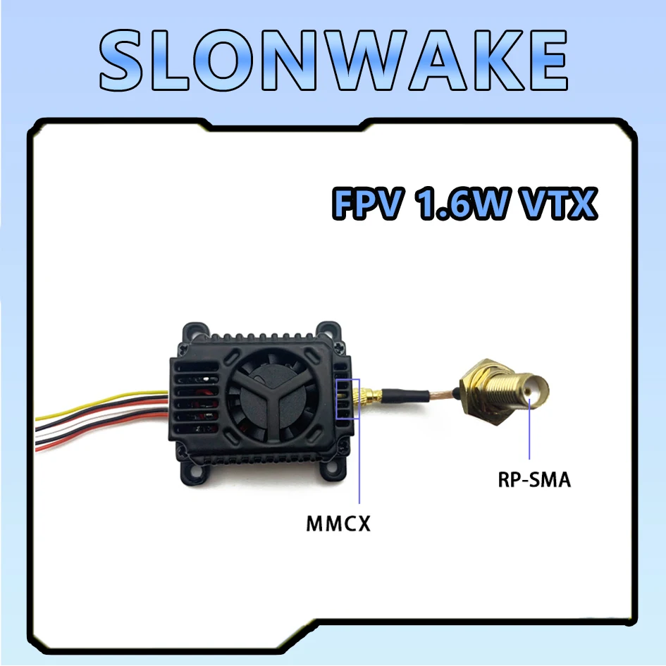 Slonwake 5,8G 1,6W 5 úrovne výkonu VTX 48 C Raceband CNC SHELL COLLING ventilátor 2-4s 36 × 36 mm pre RC FPV