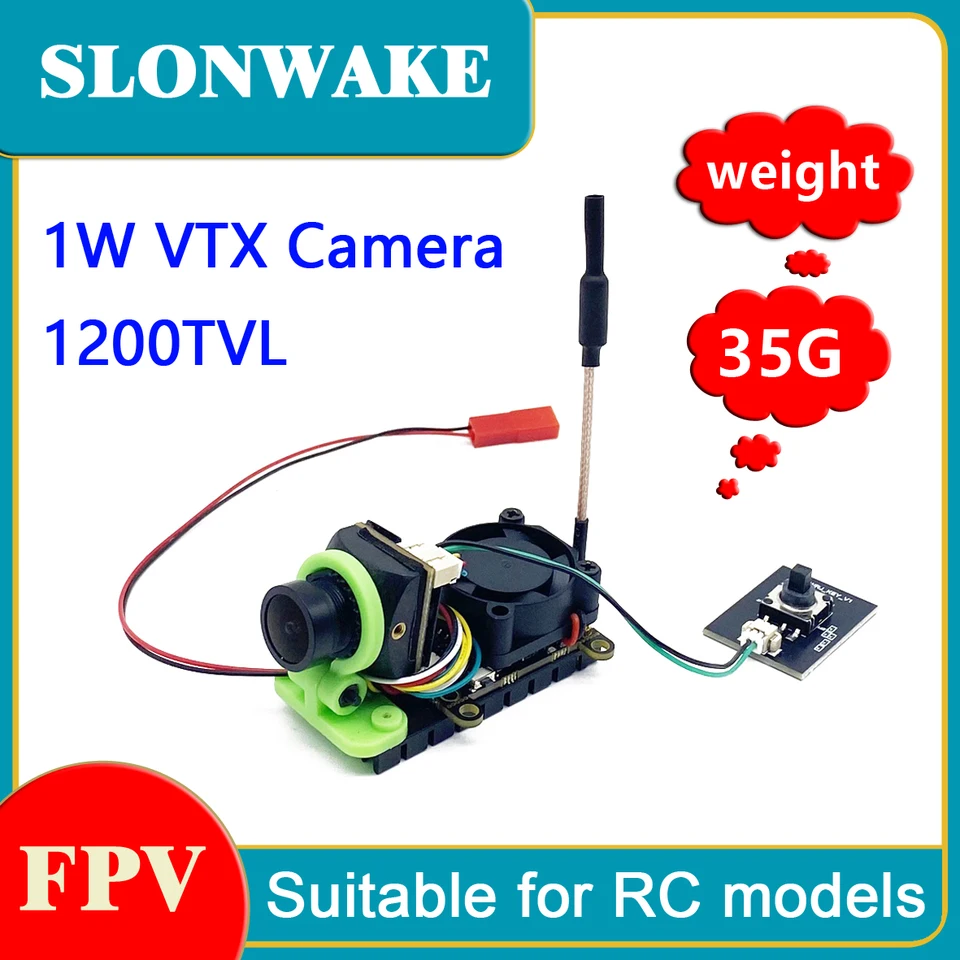Slonwake 5.8g 48ch 300/600/1000MW nastaviteľný VTX vysielačový fotoaparát CMOS 1200TVL POTREBA POUŽITIE 2-4S VÝKON PRE FPV RC HODINY ČASŤ
