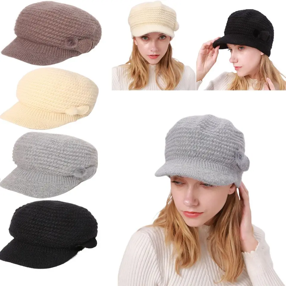 Slouch Caps Rabbit Fur s klobúkom pletené klobúky pridávajú kožušinový klobúk Ženy na jeseň zimný klobúk baret čiapka čiapka udržiavajte teplú čiapku