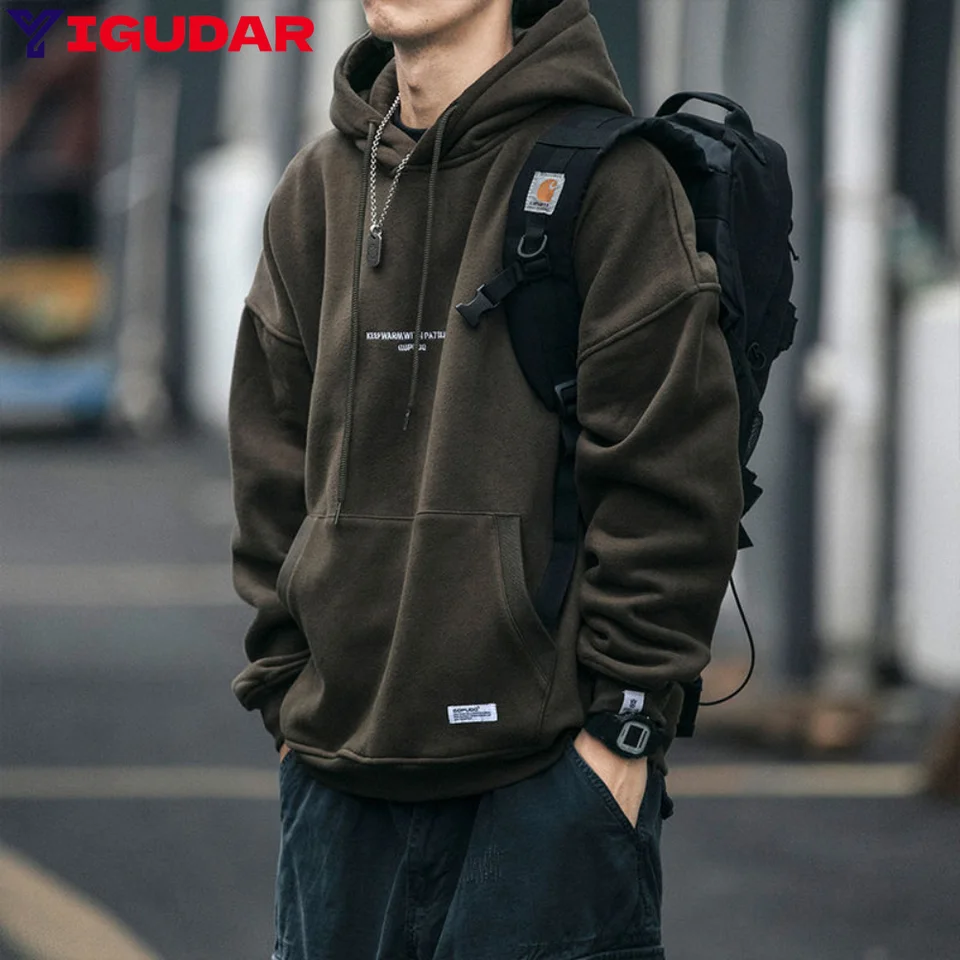 Slouchy s kapucňou pre mužov v zimnom americkom pletene svetrový prístav Vibe Malé dav
