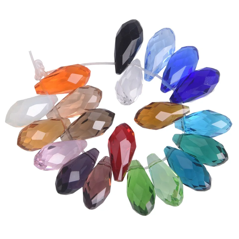 Slzové fazetované 12x6mm 16x8mm 20x10 mm krištáľové sklo Vŕtanie Vŕtacie voľné prívesky korálky pre šperky výroby remeselníkov DIY nálezy