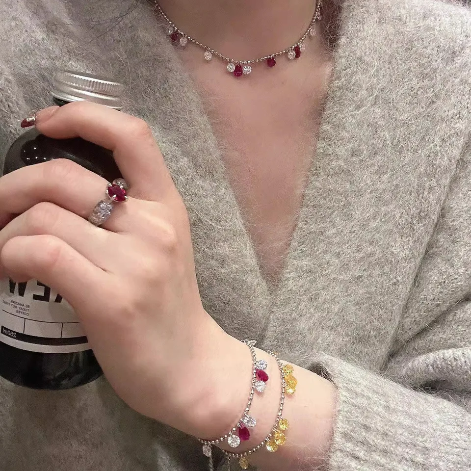 Slzy Drunk Star River Red Zirkón Náramok letné svetlo Luxusné výklenky Vynikajú