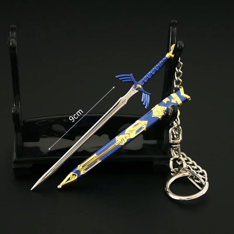 Slzy kráľovstva figurín link Master Sword Keychain Keychain Hyrule Fantasy Game Periférna 9 cm meč kľúče kľúče hračky pre chlapcov