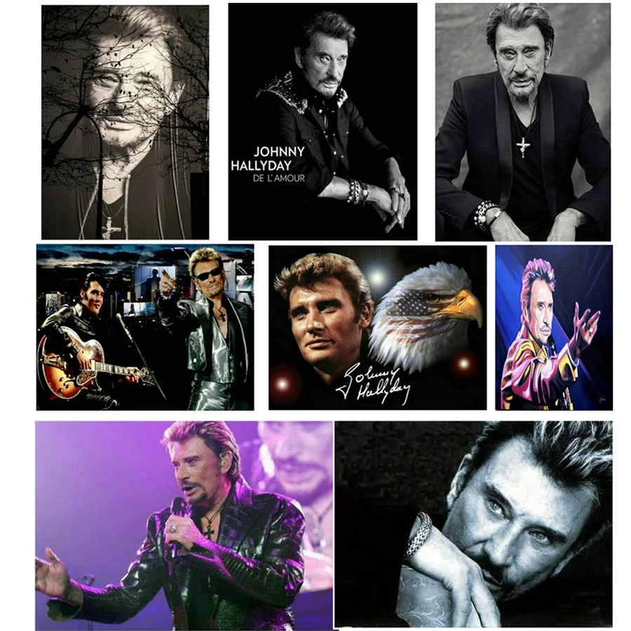 Slávna hviezda Johnny Hallyday Pattern 5d Diamond Mosaic Plno