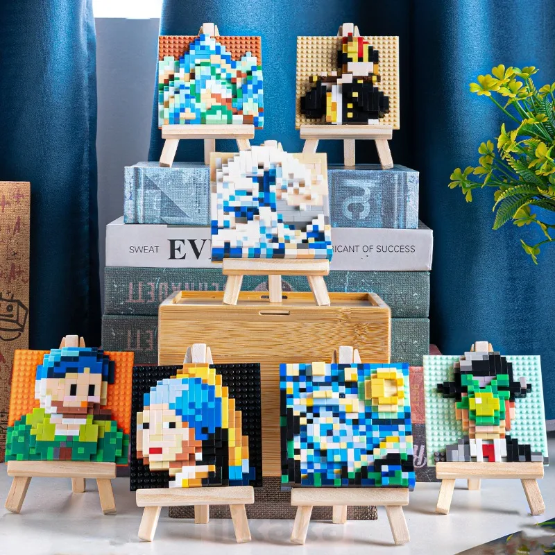 Slávne obrazy 3D pixel Art Building Blocks Creative Van Gogh Starry Sky Micro Blocks DIY Hračky Detské darčeky Darček Domáca dekorácia