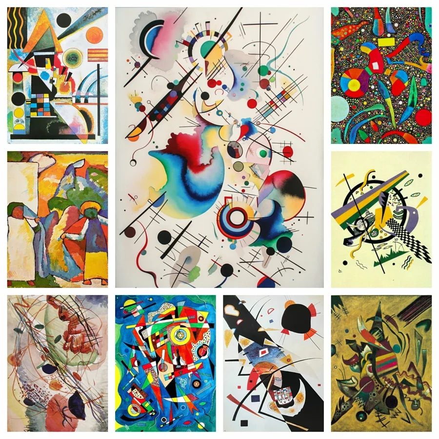 Slávne Wassily Kandinsky Abstraktné umenie 5D diamant mozaika maľba farebný krížový steh vyšíva