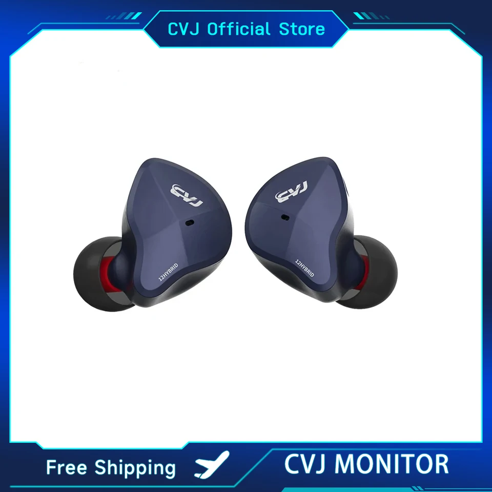Slúchadlá drôtov CVJ Hybridný dynamický vodič Hifi monitor uší 2pin 12 jednotiek IEM MIC slúchadlá s obsahom medi bez kyslíka