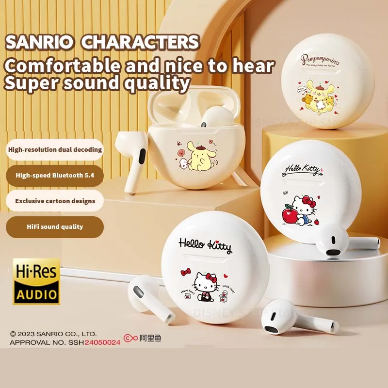 Slúchadlá Sanrio Tws Bluetooth J6 Hello Kitty Wireless Earbuds Cinnamoroll Music Sport Touch Control Gaming Serfones Darčeky